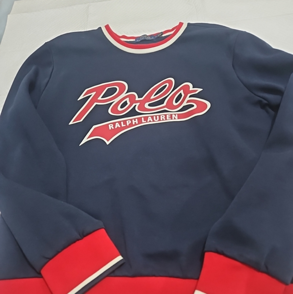 Ralph Lauren Men's Blue and Red Crewneck Sweater
